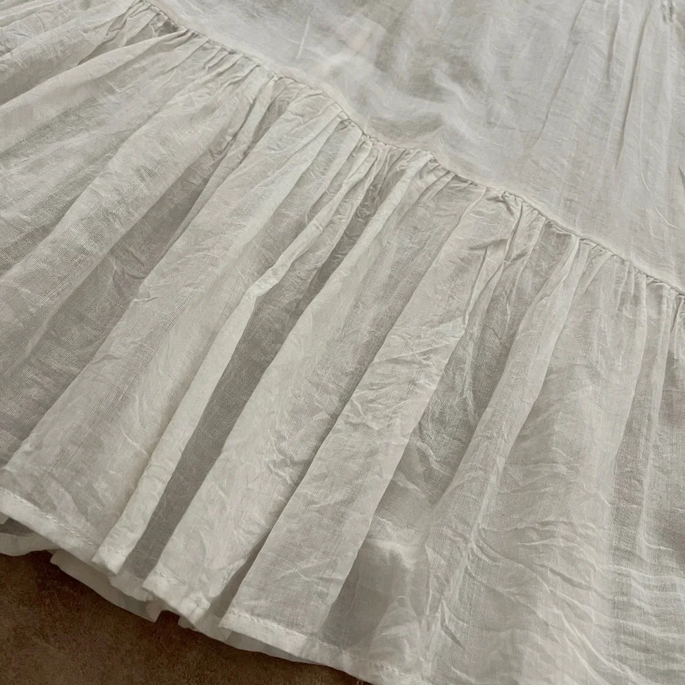 Free People Lace Sheer Tunic Top Pintuck Button Back M - Picture 7 of 16